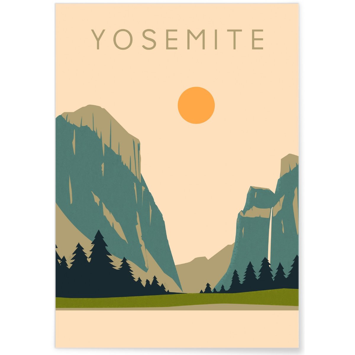 Affiche Parc national de Yosemite blanc, L'AFFICHERIE