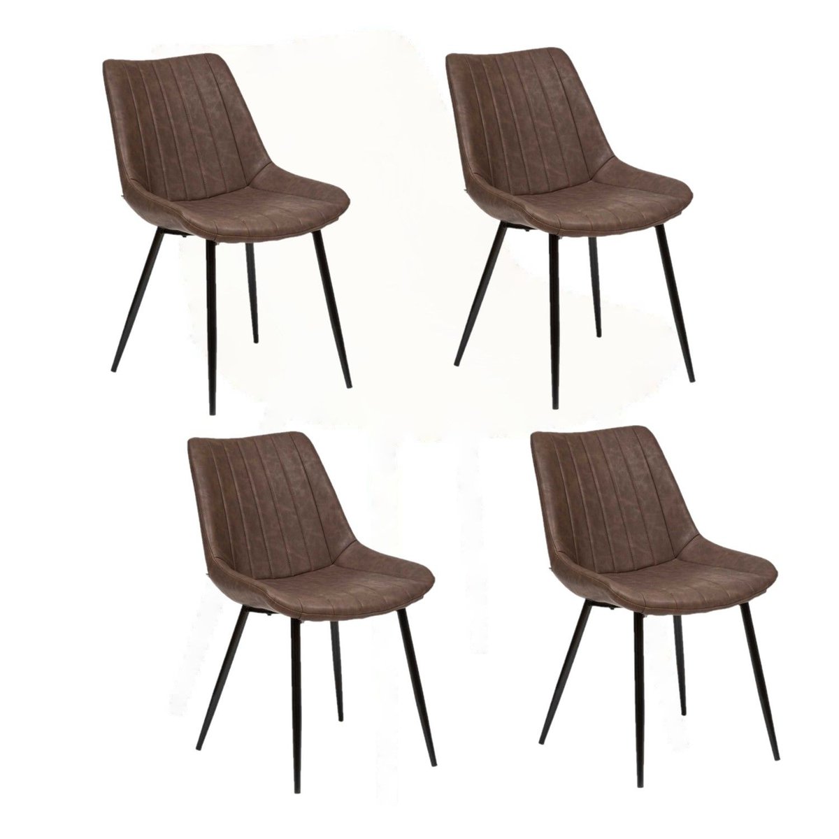 Lot de 4 chaises vintage effet cuir OLWEN marron, TOILINUX