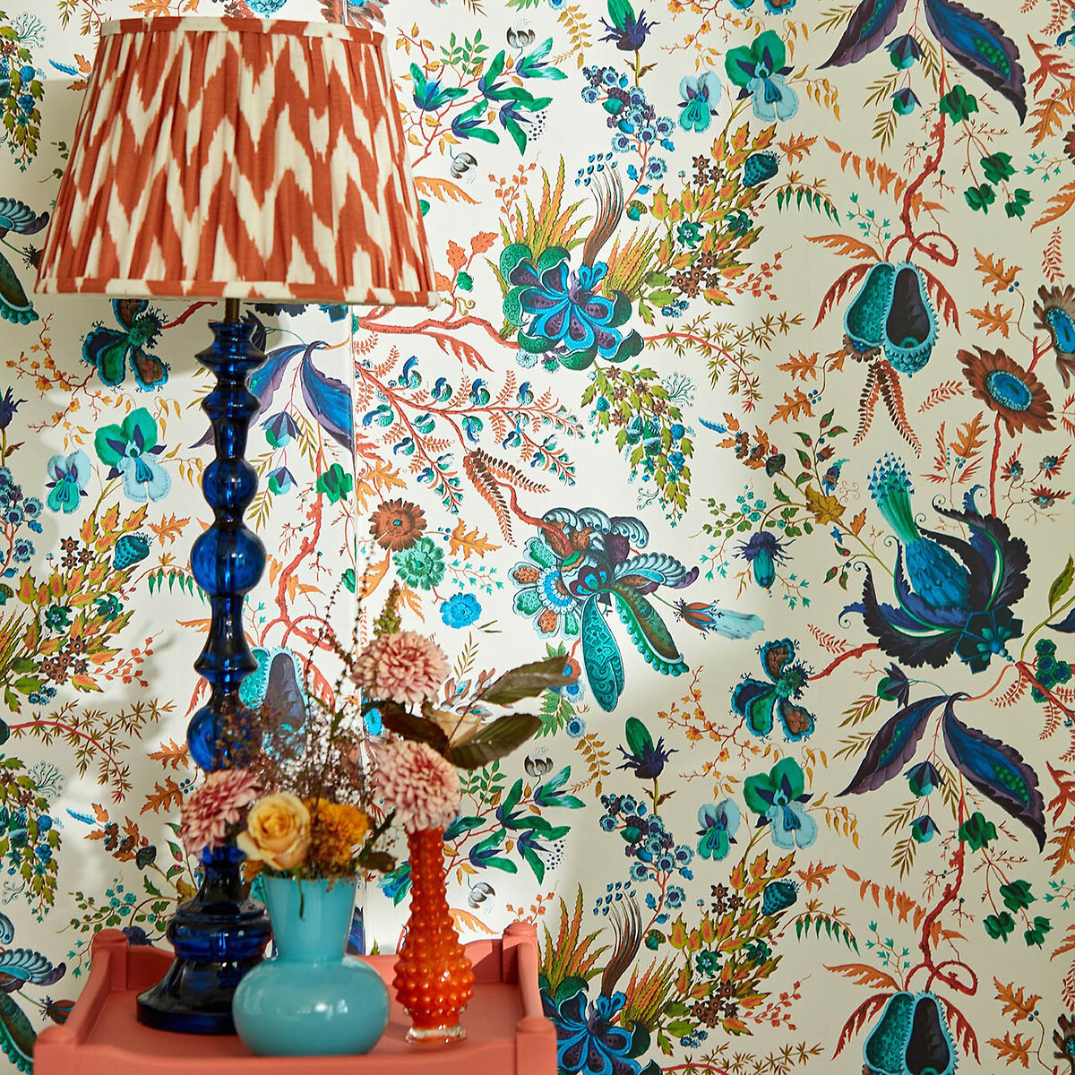 Wonderland Floral Lapis Emerald Carnelian Wallpaper cream, HARLEQUIN X SOPHIE ROBINSON