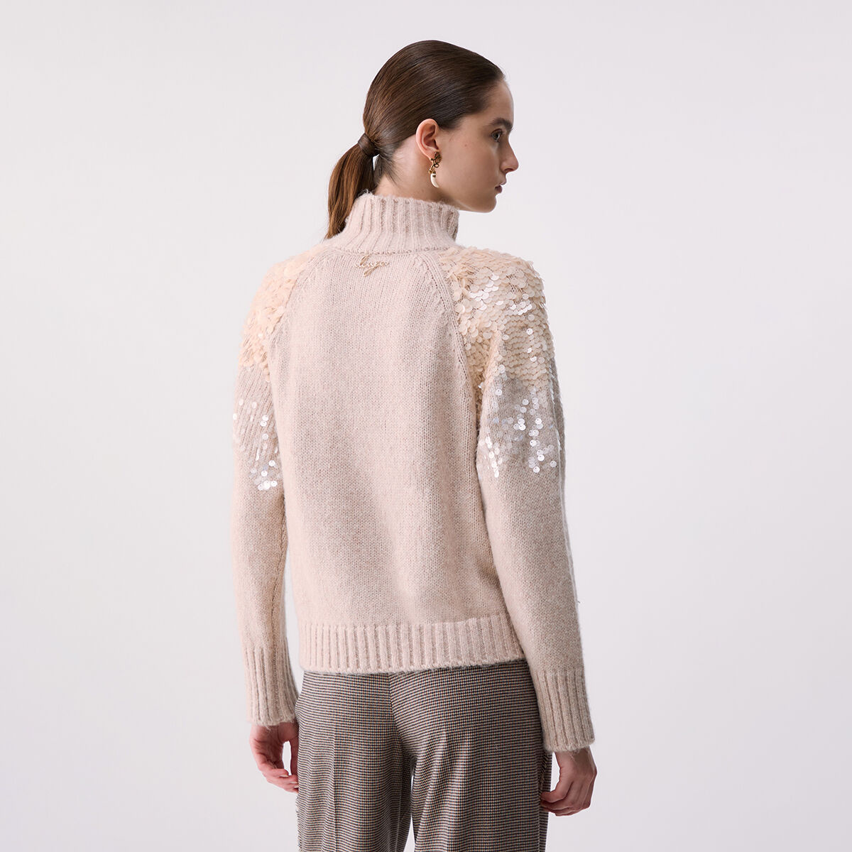 Maille en laine avec paillettes blanc, LIU JO