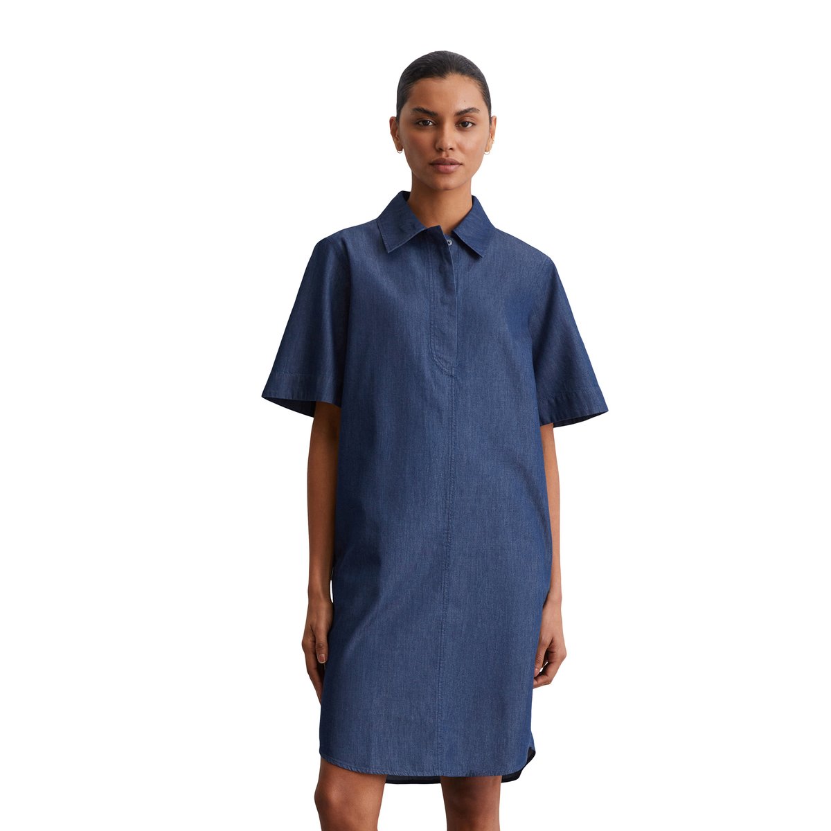 Robe en denim relaxed en mélange de coton organique et de lyocell bleu moyen, MARC O'POLO