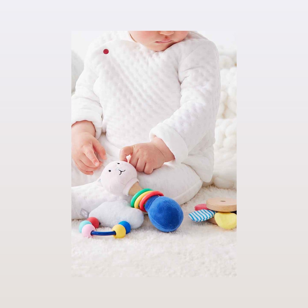 Coffret 3 hochets multi-sensoriels blanc, OXYBUL 