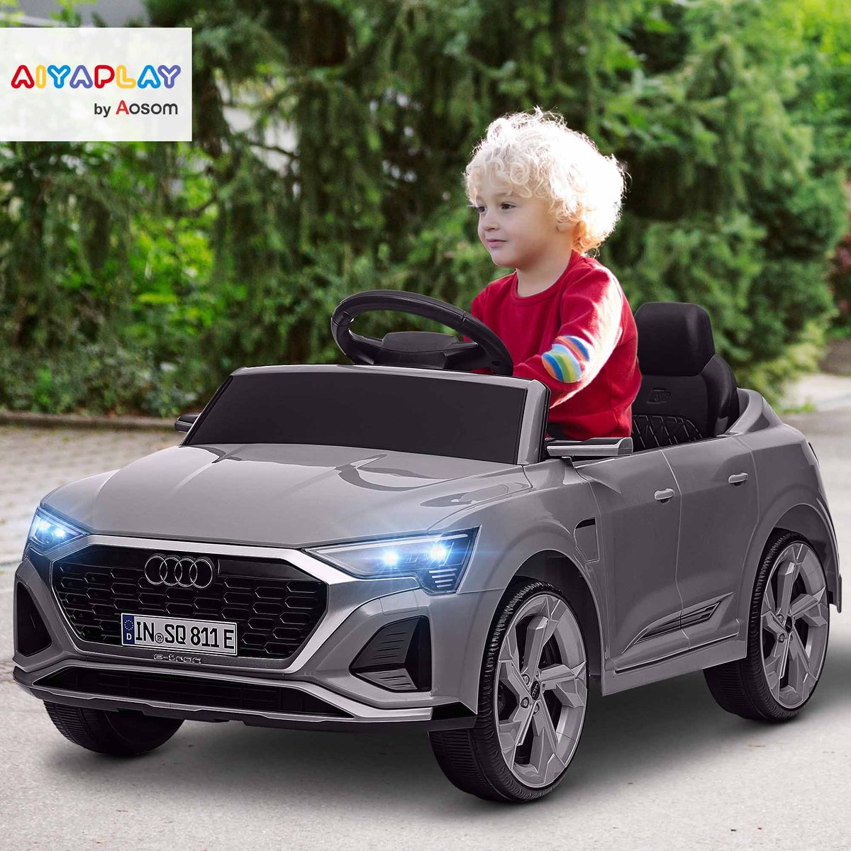 Voiture électrique à conducteur assis PP gris, AIYAPLAY