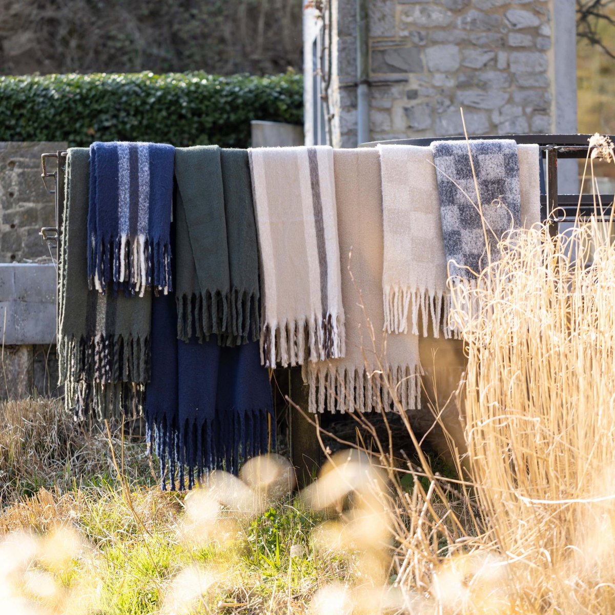 Plaid recyclé Isabel uni sapin, VIVARAISE