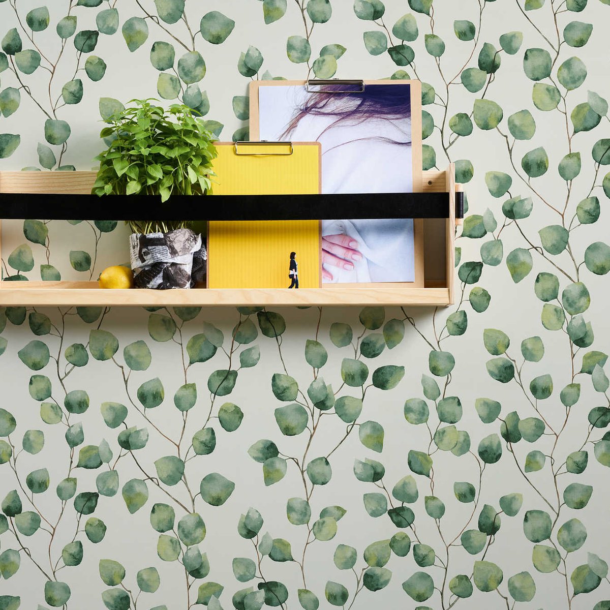Papier peint imprimé micro feuilles vert, HOME MAISON