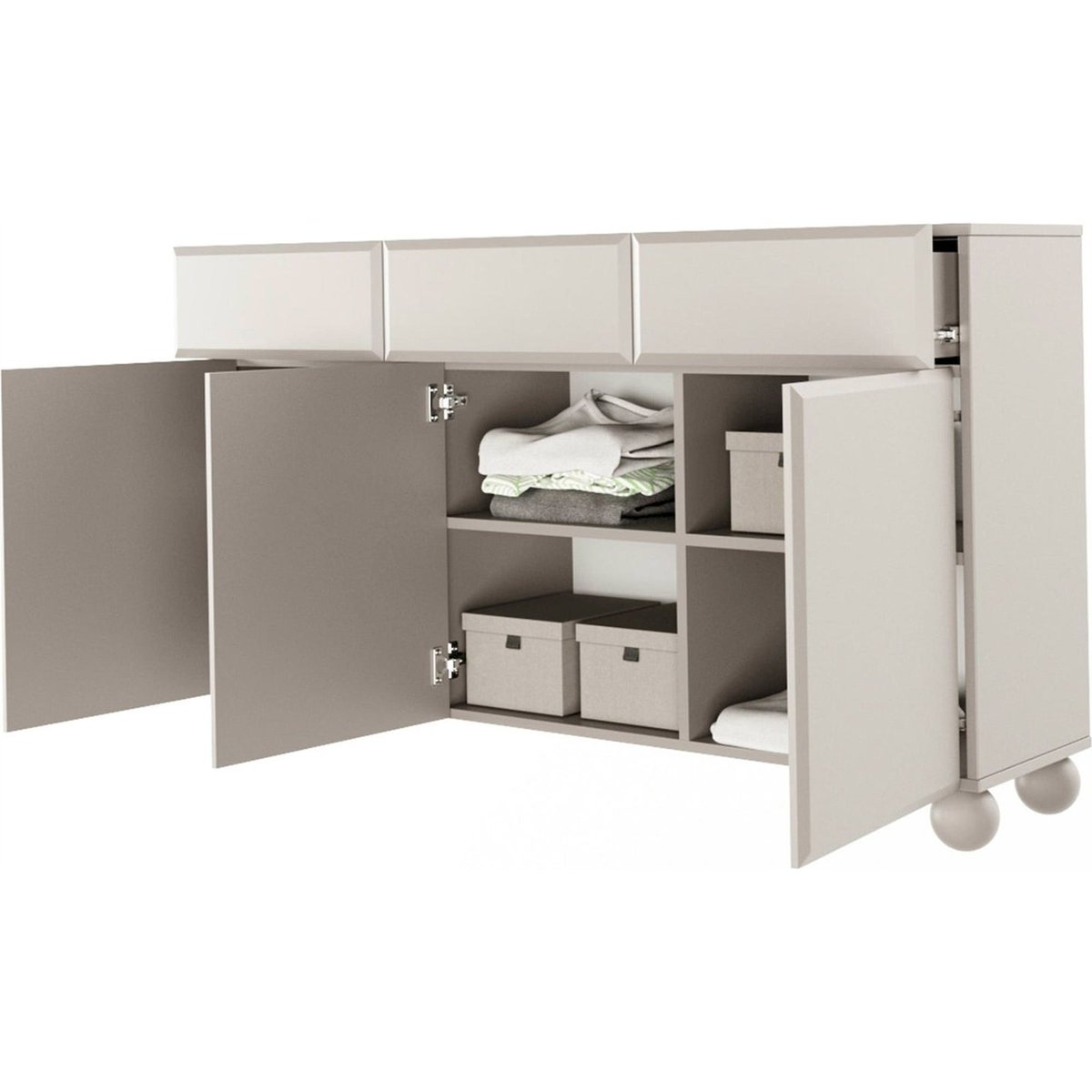 Buffet bas bois collection CHOCOLATED beige sable, RECOLLECTION