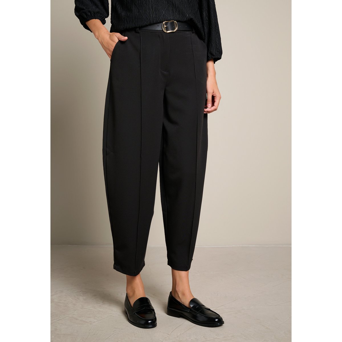 Pantalon barrel avec ceinture noir, LOLALIZA