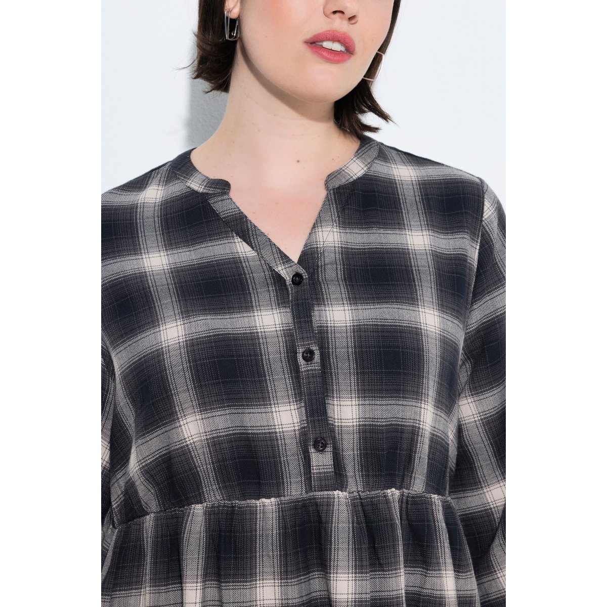 Robe en flanelle à carreaux noir, ULLA POPKEN