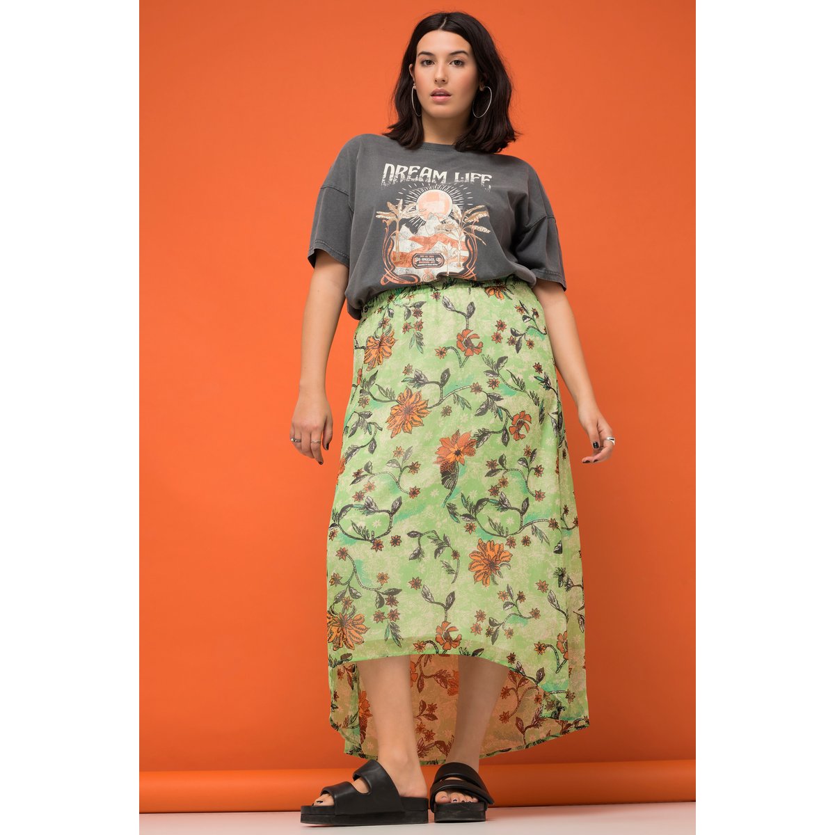 Jupe midi en mousseline coupe trapèze et menthe légère, STUDIO UNTOLD