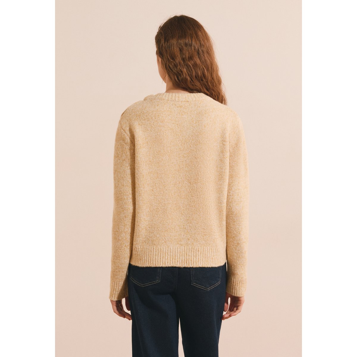 Pull col rond avec laine SERAPHINO bouton d'or, ETAM