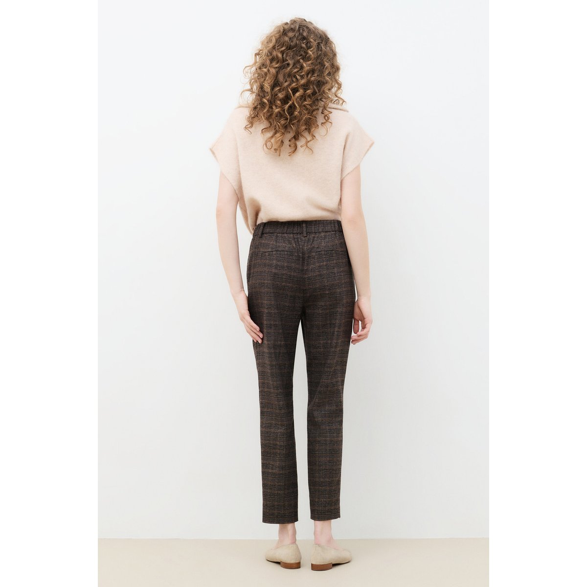 Pantalon coupe cigarette PSIDIKOFil textile marron foncé, CAROLL