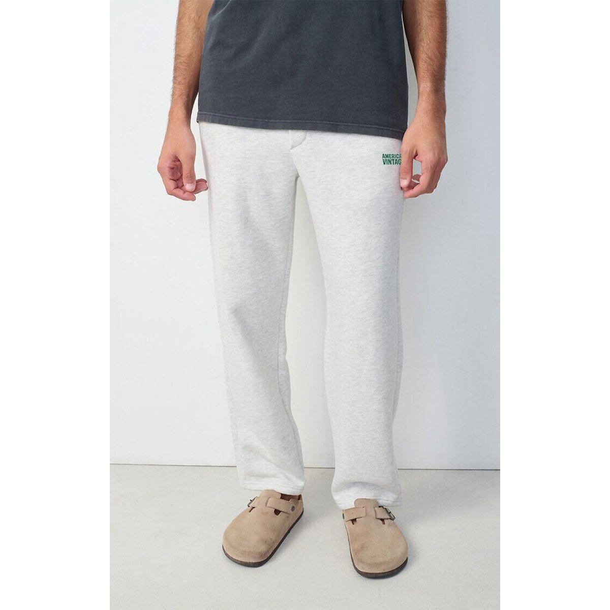 Jogging droit BAPTOWN gris clair chiné, AMERICAN VINTAGE