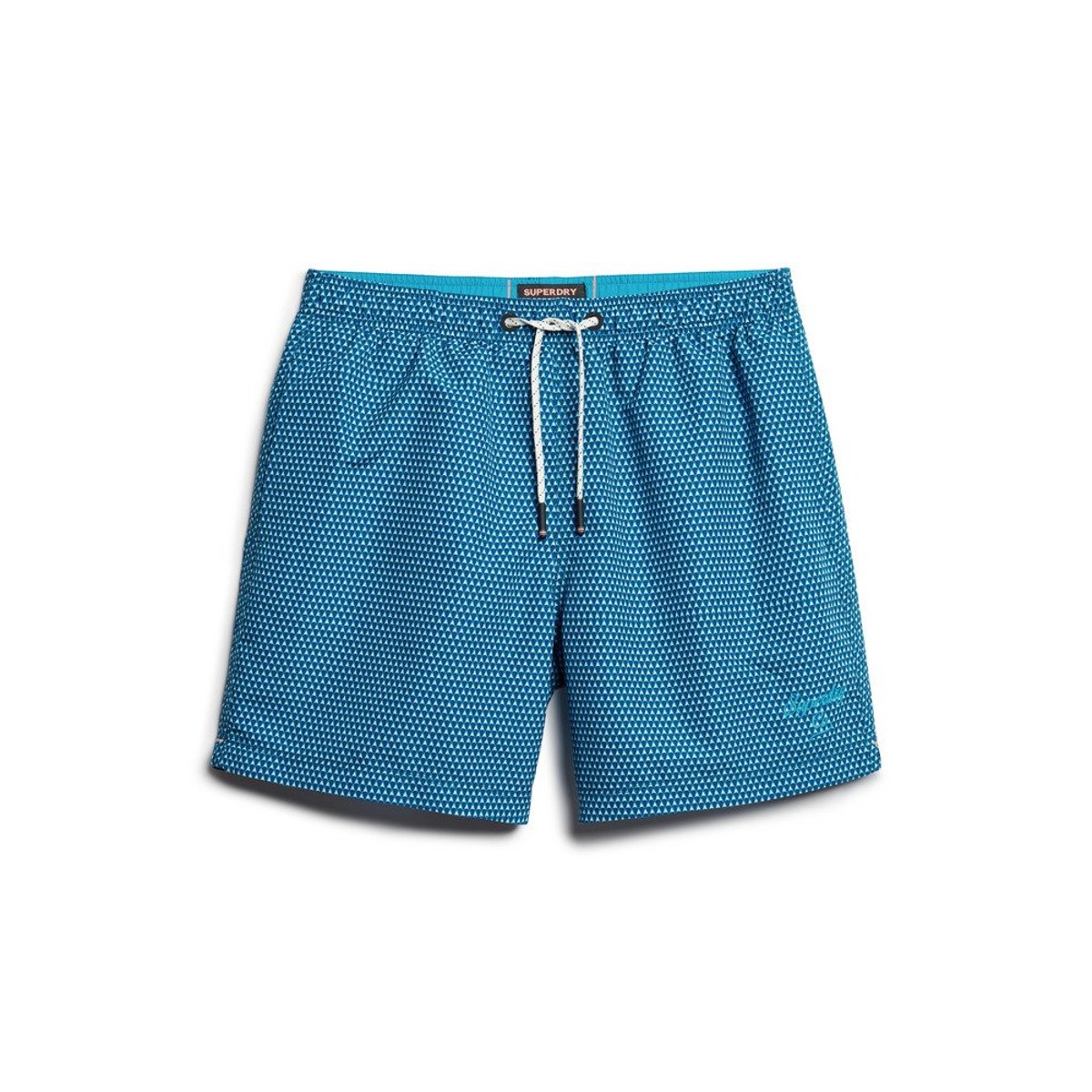 Short de bain imprimé long 38 cm bleu à imprimé géométrique, SUPERDRY
