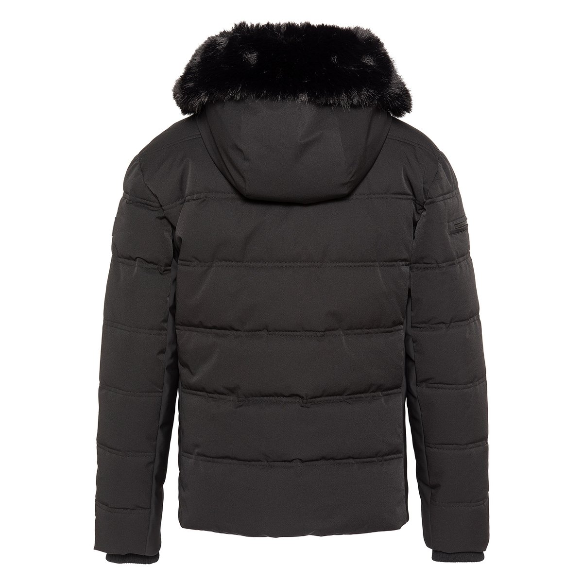 Parka à capuche et col en imitation fourrure noir, SCHOTT