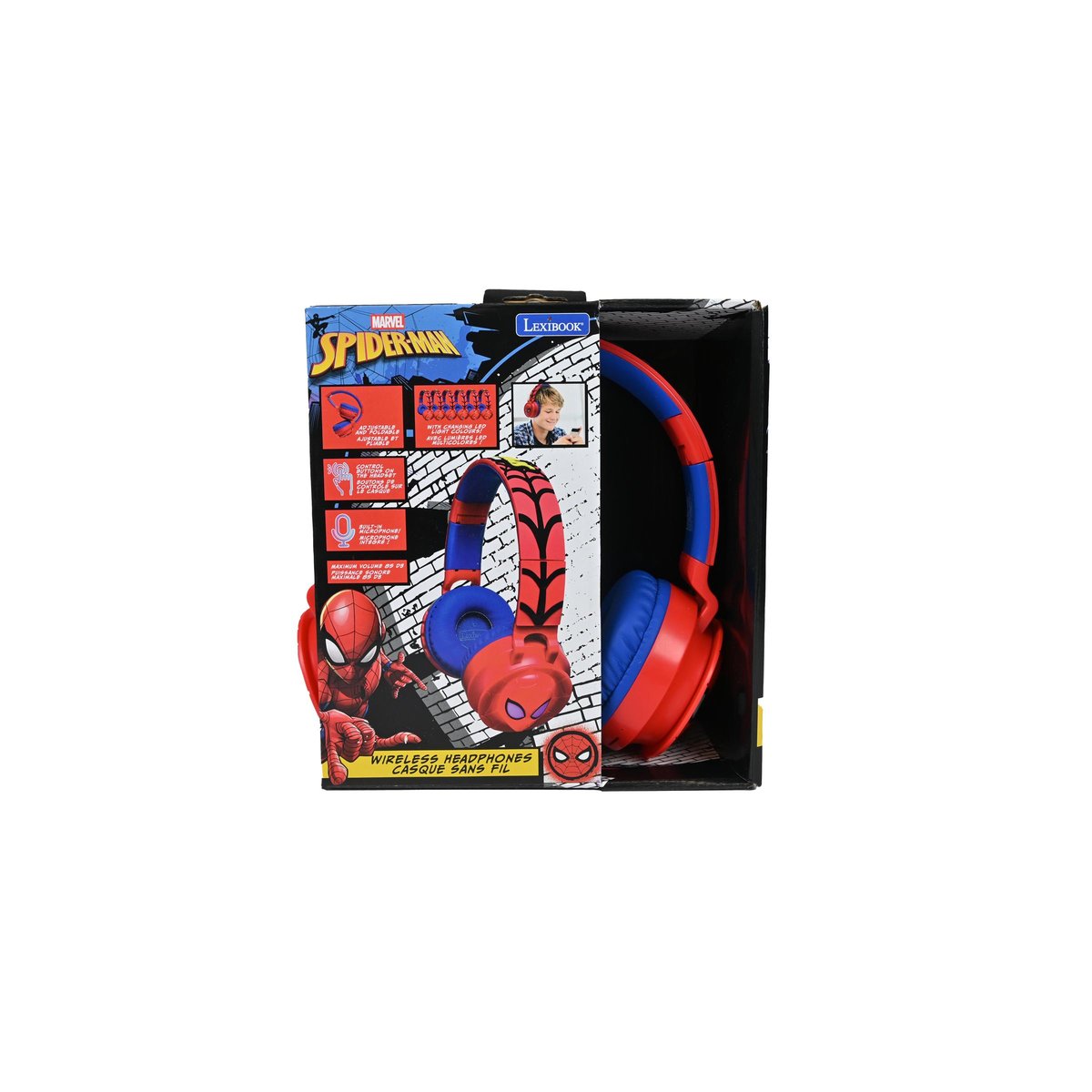 Casque lumineux pliable Bluetooth et filaire Bluey avec limitation du volume rouge, LEXIBOOK