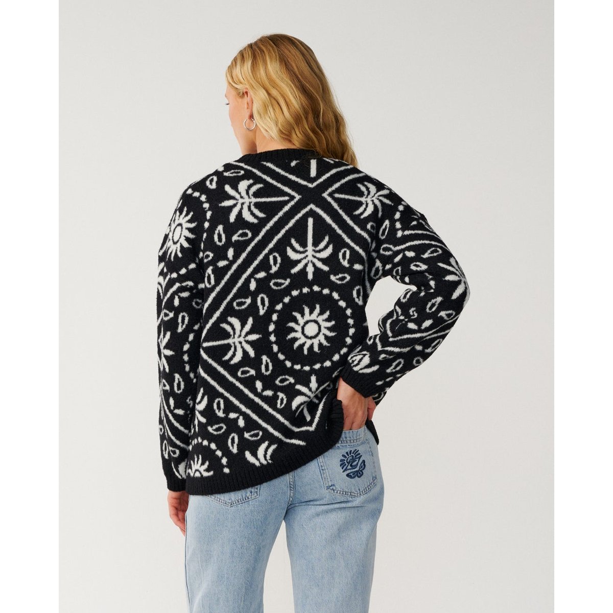 Pull col rond Bossa NOVA Bandana noir, RIP CURL