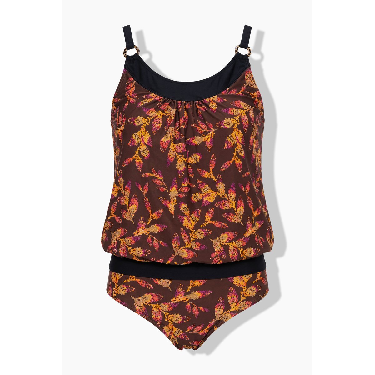 Tankini motif feuilles brun terre, ULLA POPKEN