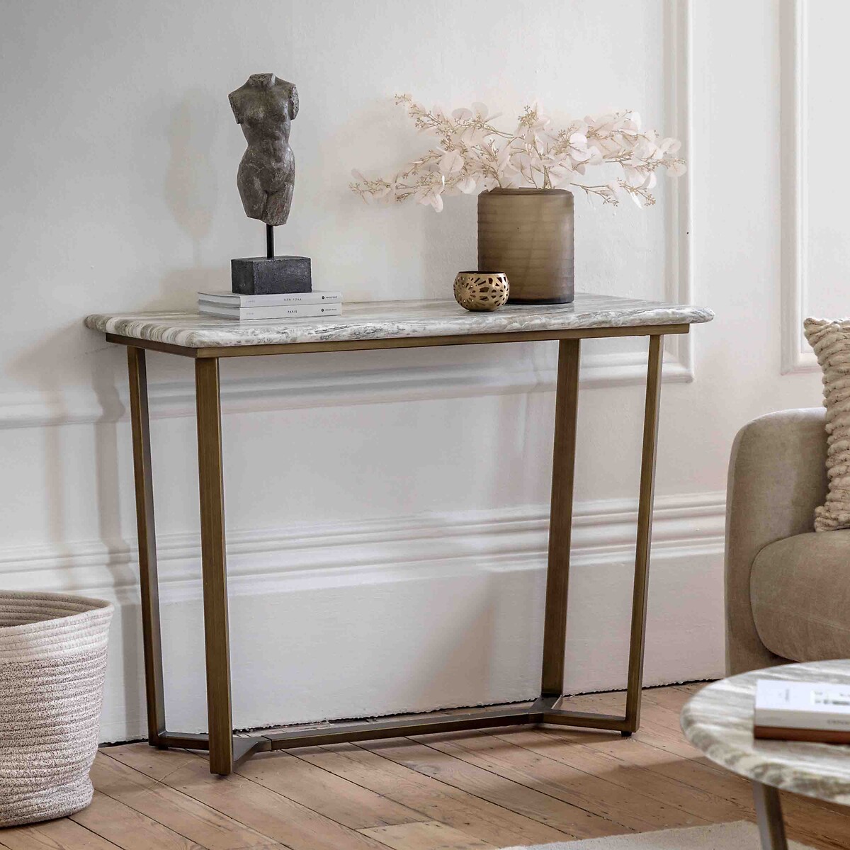 Luxor Faux Marble Console Table brown marble, ÉDITÉ
