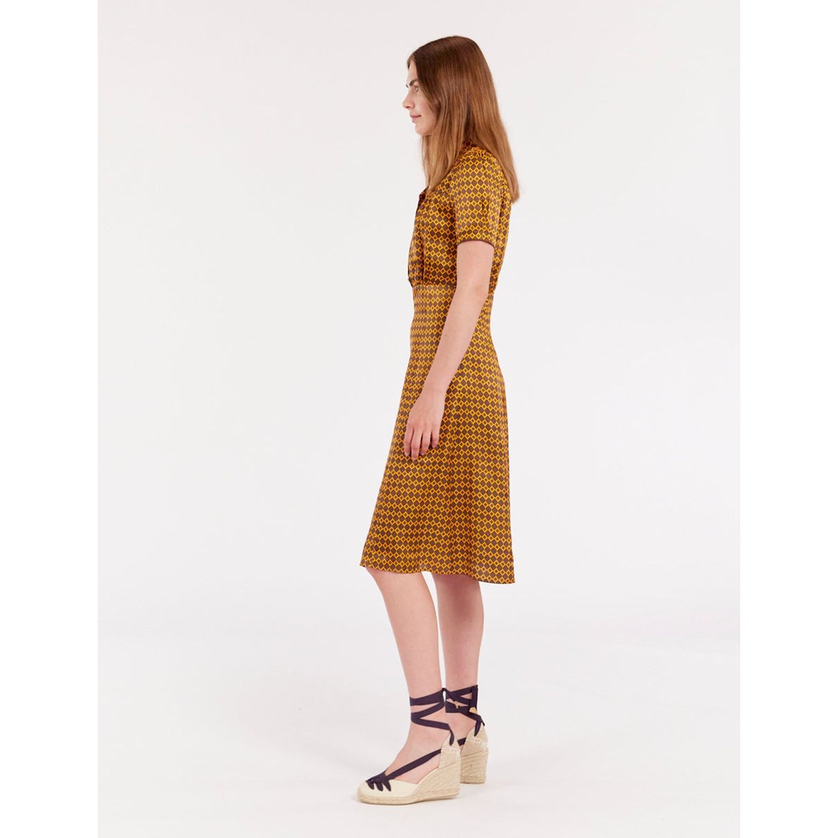 Robe Angèle en satin - INES DE LA FRESSANGE PARIS orange, INES DE LA FRESSANGE PARIS