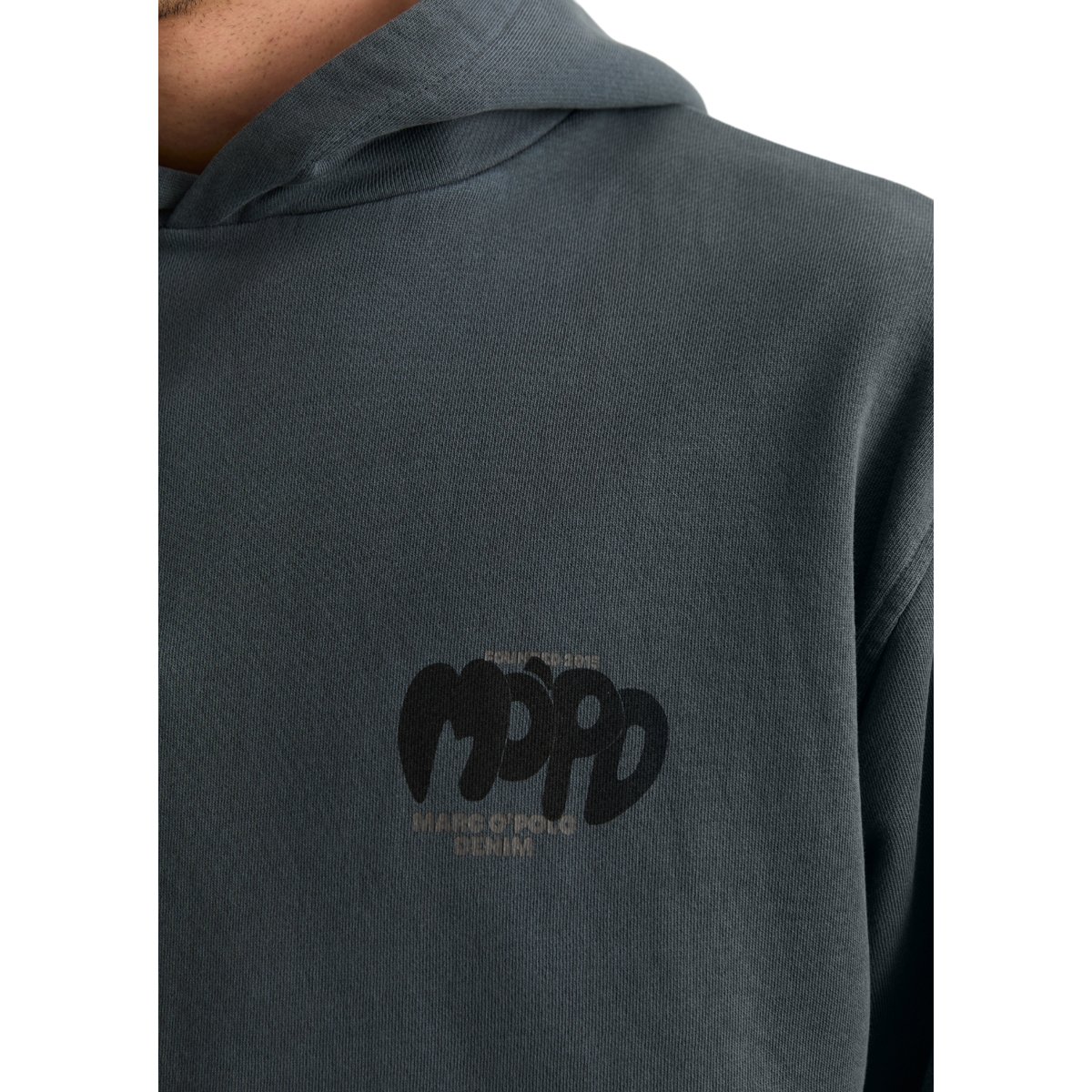 Hoodie relaxed en coton recyclé bleu foncé, MARC O’POLO DENIM