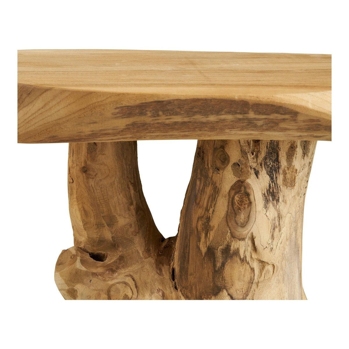 Petite table de salon en teck Ø40 cm, style exotique ARIZONA bois naturel, PIER IMPORT