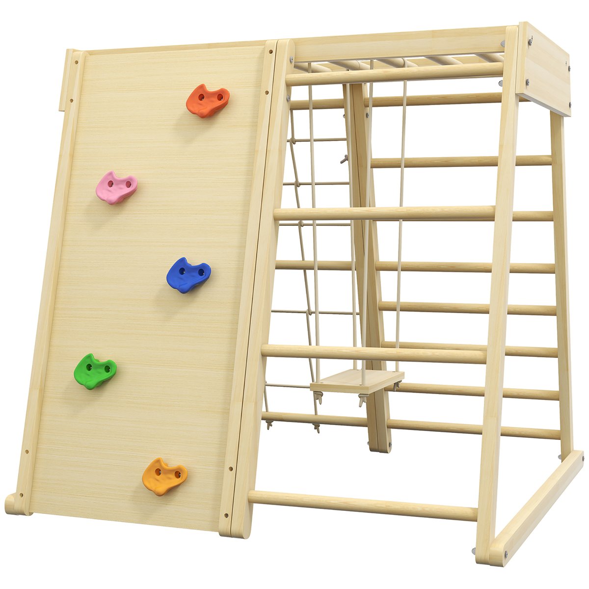 Parcours d'escalade pour enfants Bois de beige, HOMCOM