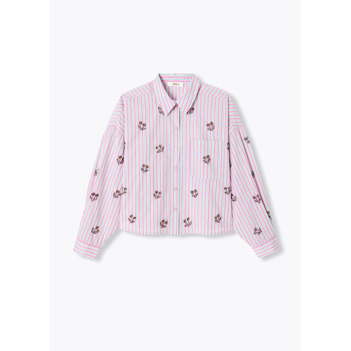 Chemise rayée perlée rayé rose, PROMOD
