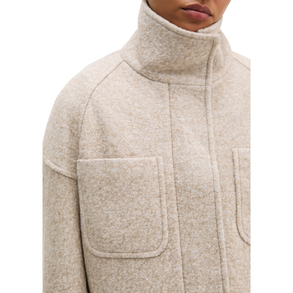 Veste d'extérieur courte en laine bouillie mélangée beige, MARC O'POLO