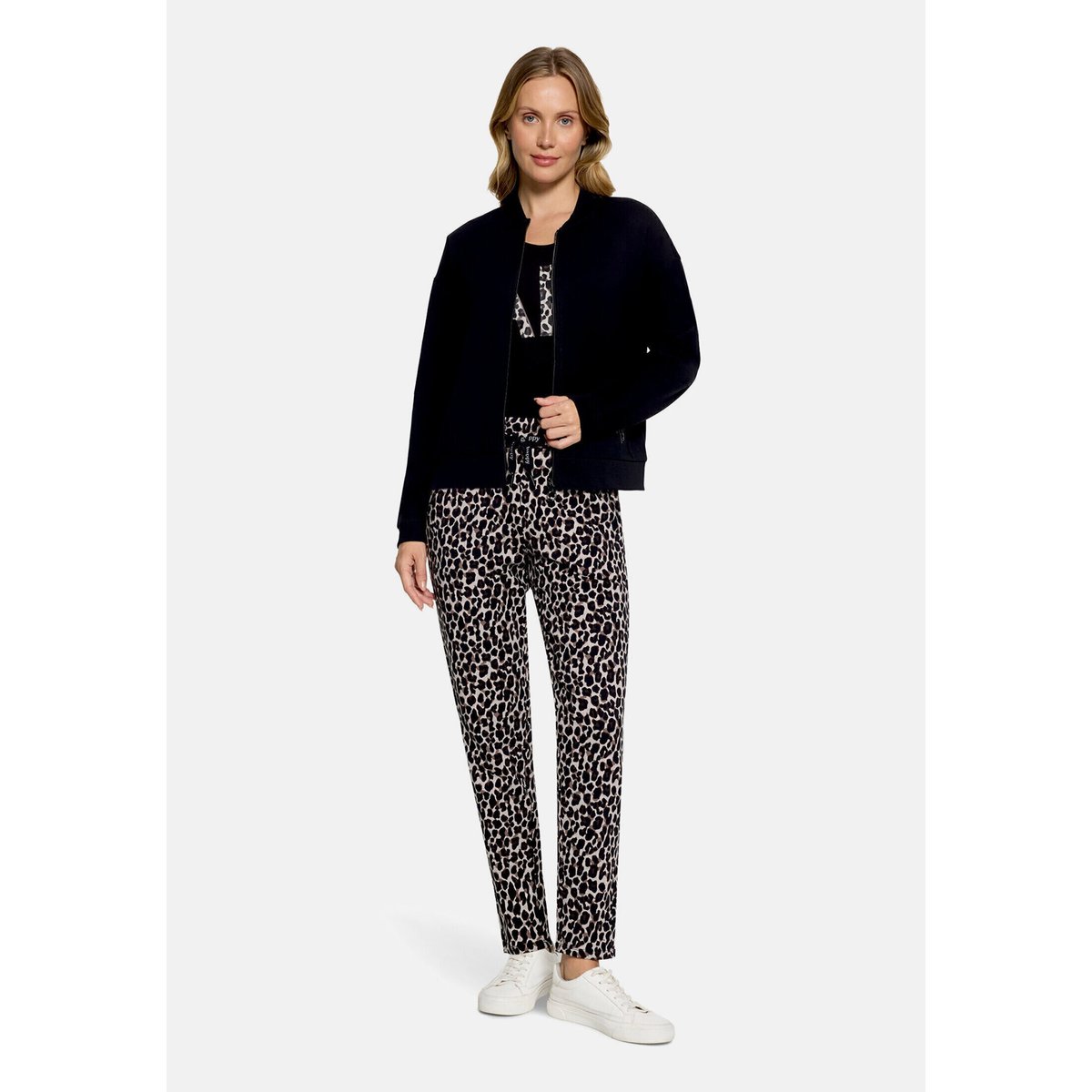 Pantalons de jogging à taille élastique noir/beige, BETTY BARCLAY