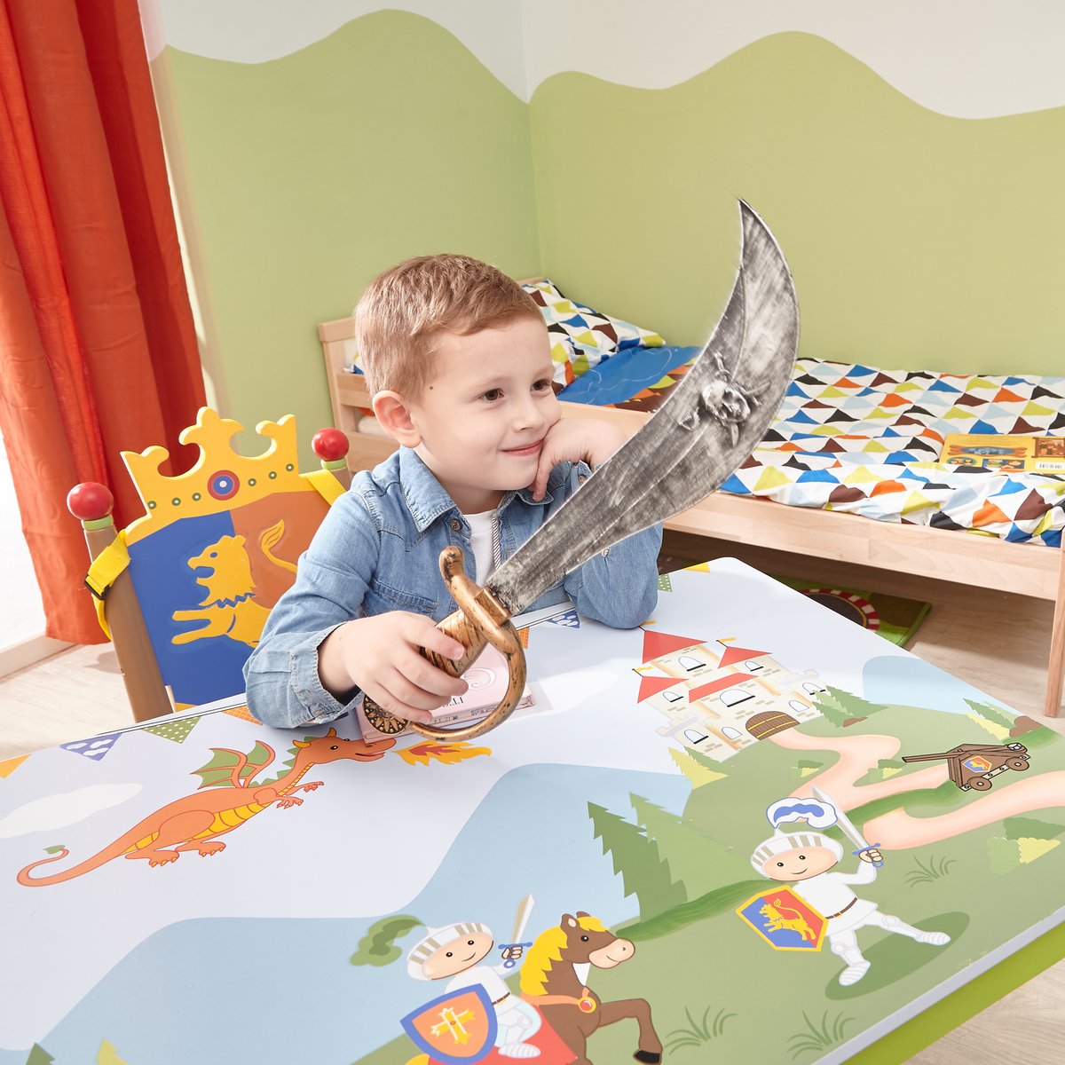 Table Enfant Bois KNIGHTS AND DRAGONS vert, TEAMSON KIDS