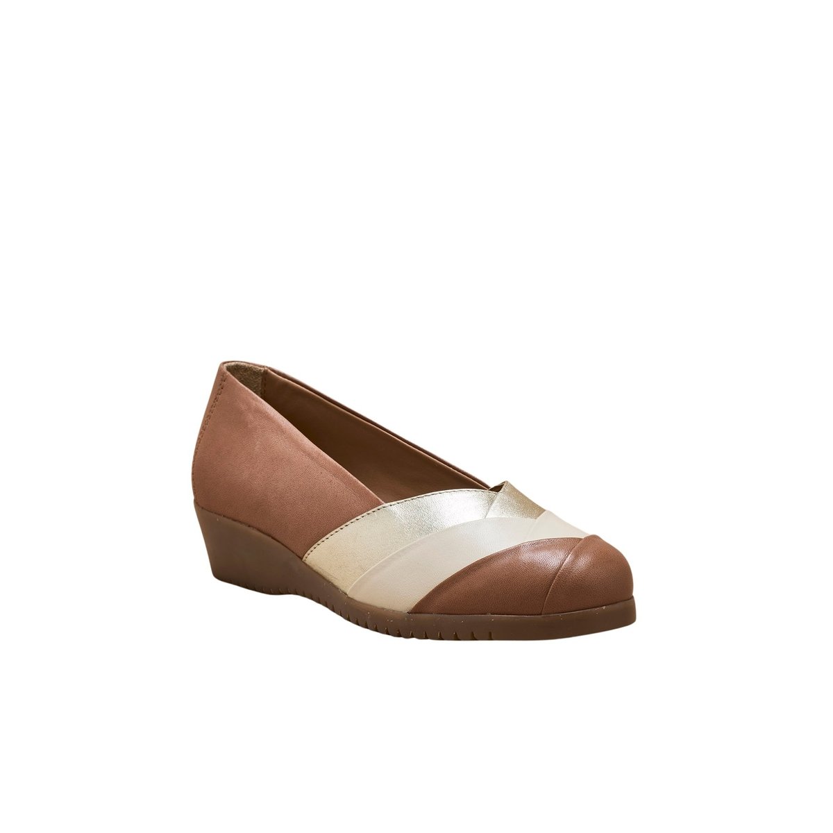 Ballerines tricolore tout cuir marron, PEDICONFORT
