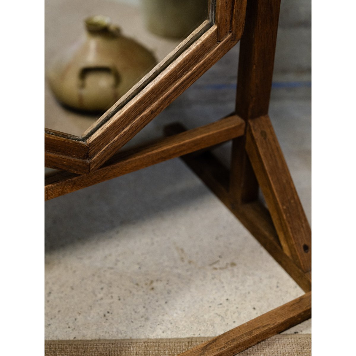 Miroir psyché en chêne massif Georges N°1174 - Bon état bois foncé, DEBONGOUT