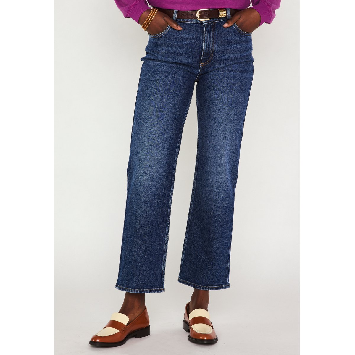 Jean droit et cropped RUDY denim brut, Maison 123