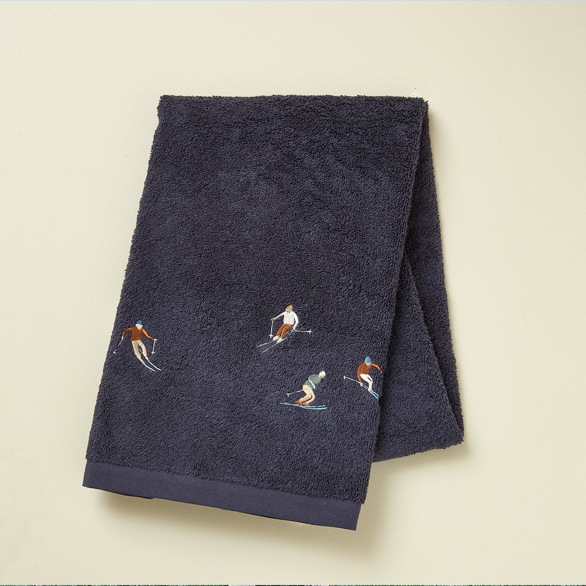 Serviette de toilette APRES-SKI bleu nuit, SYLVIE THIRIEZ