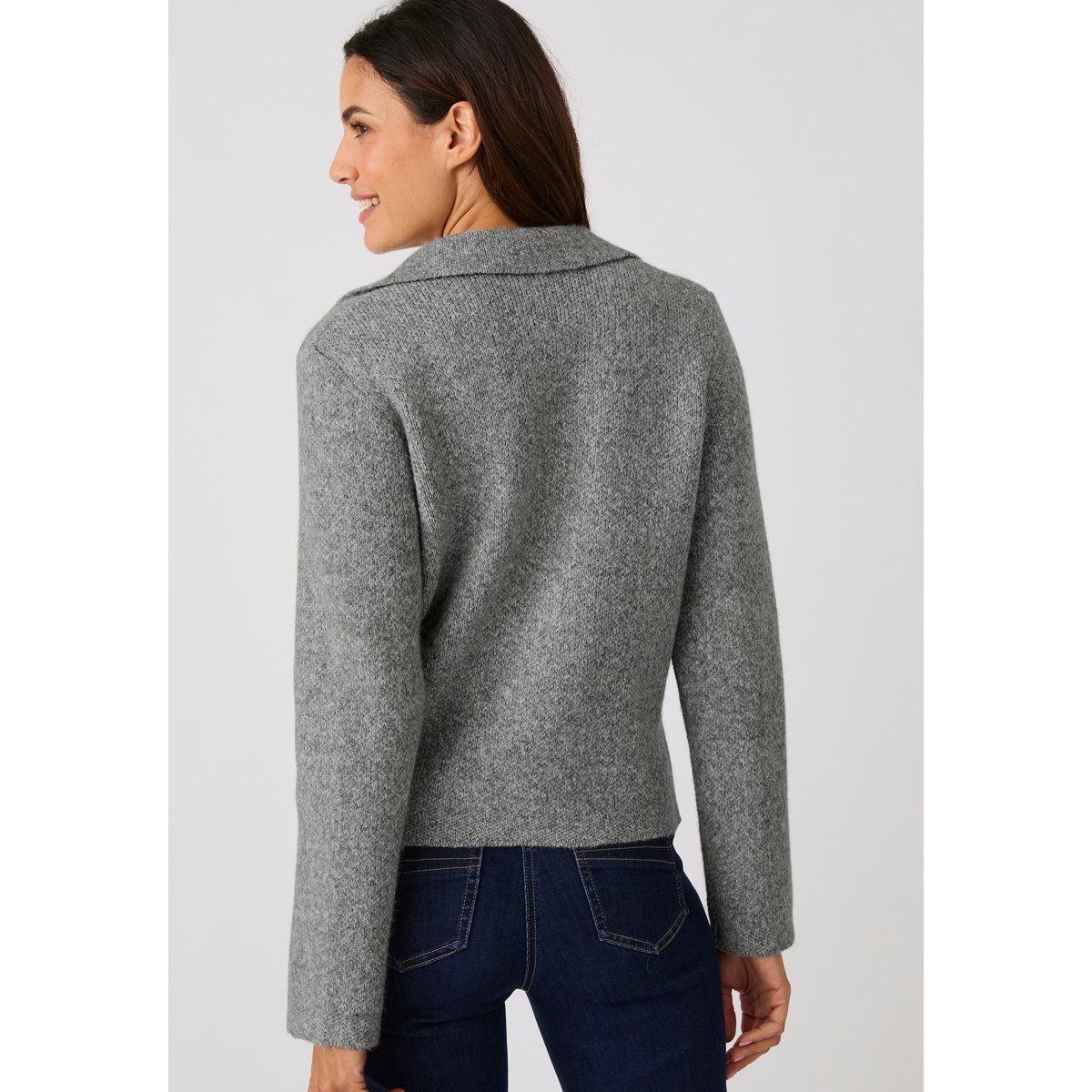 Gilet-veste col tailleur gris chiné, DAMART