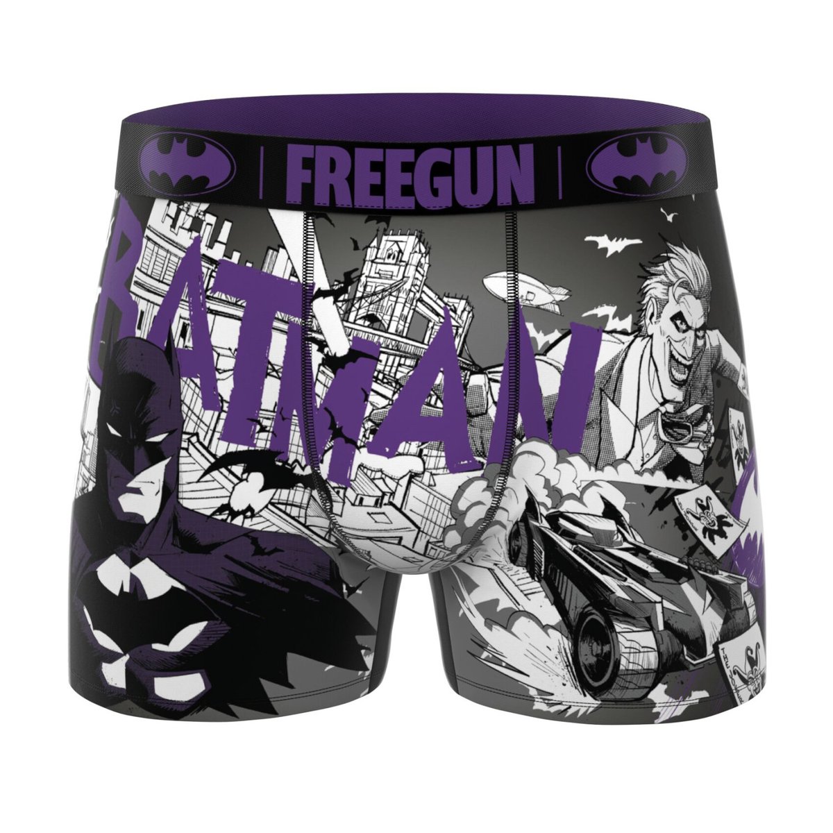 Lot De 3 Boxers Dc Comics noir/jaune/gris/violet/bleu, FREEGUN