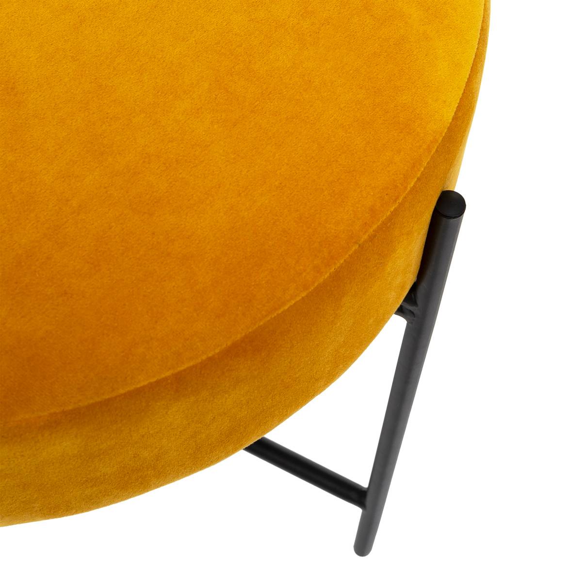 Tabouret en velours piètement métal ARTY jaune, ATMOSPHERA