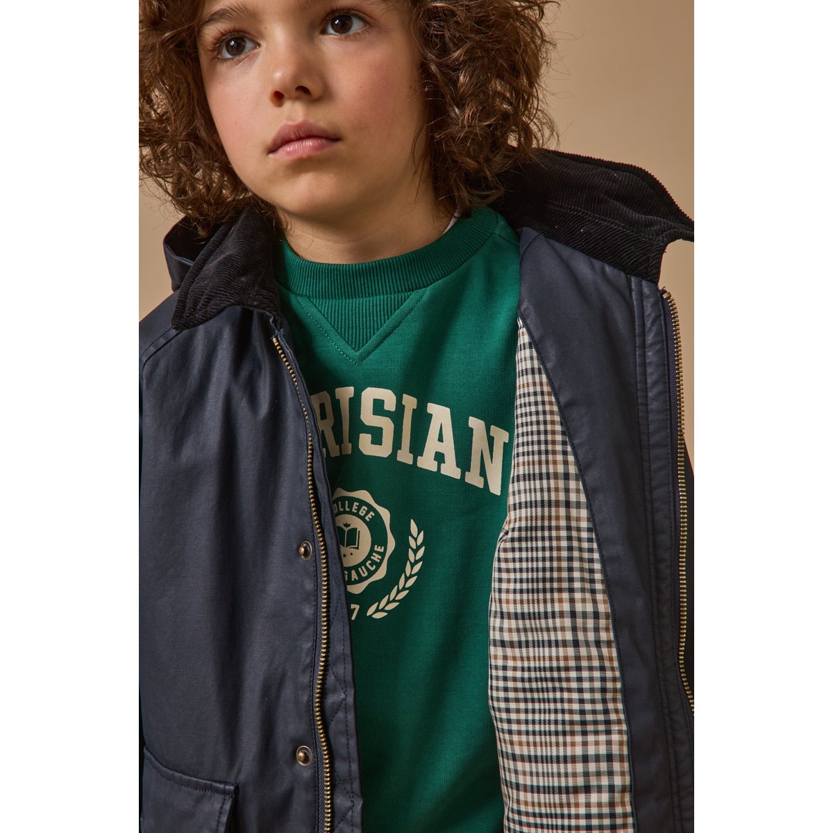 Veste en coton enduit marine, CYRILLUS