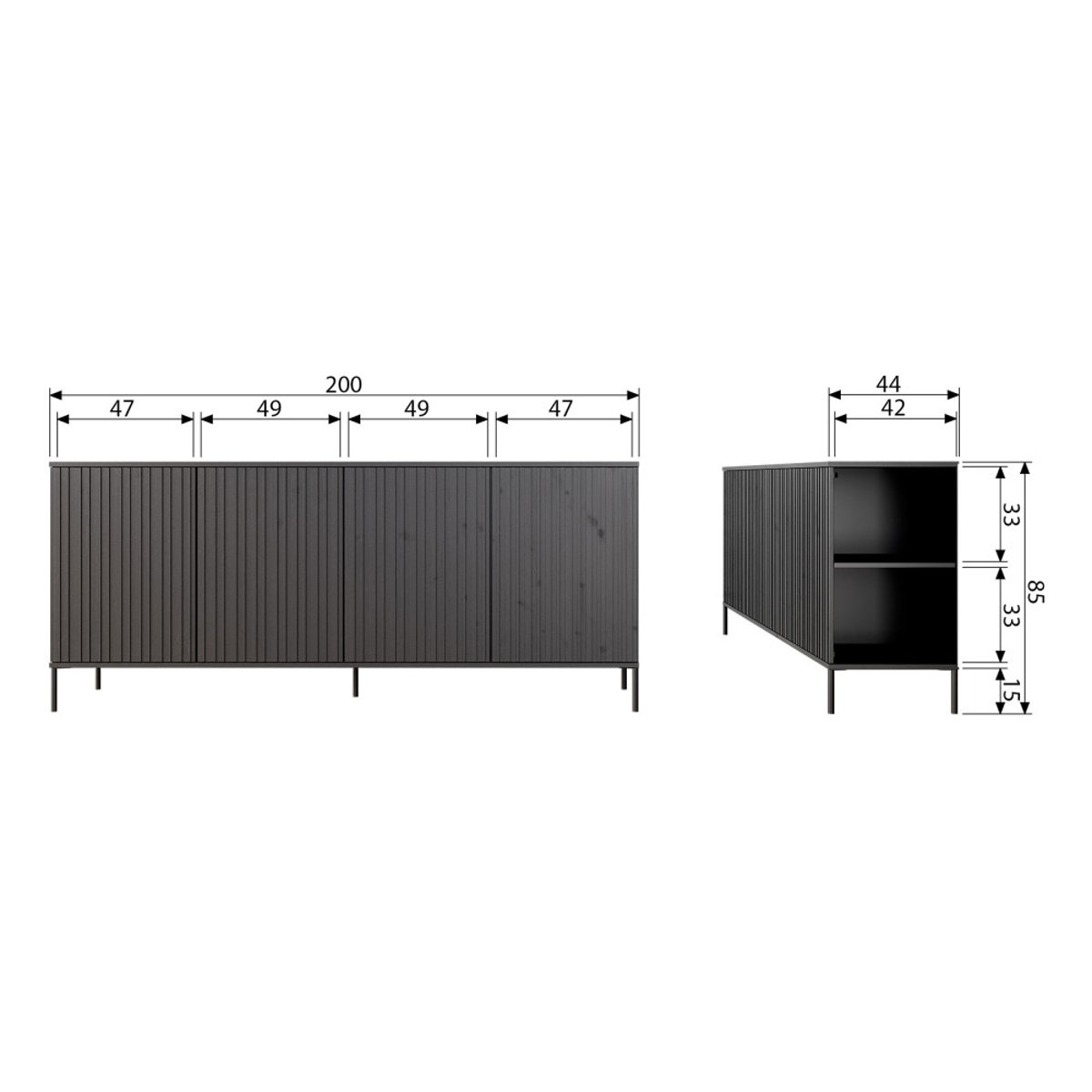 Buffet en bois de frêne - GRAVURE bois clair, WOOOD