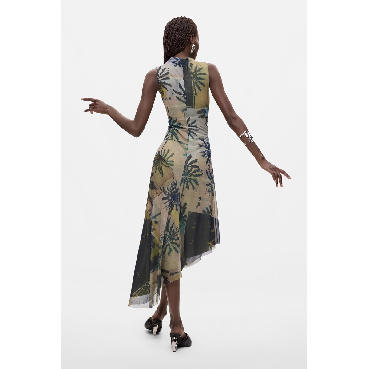 Robe asymétrique sans manches vert, DESIGUAL