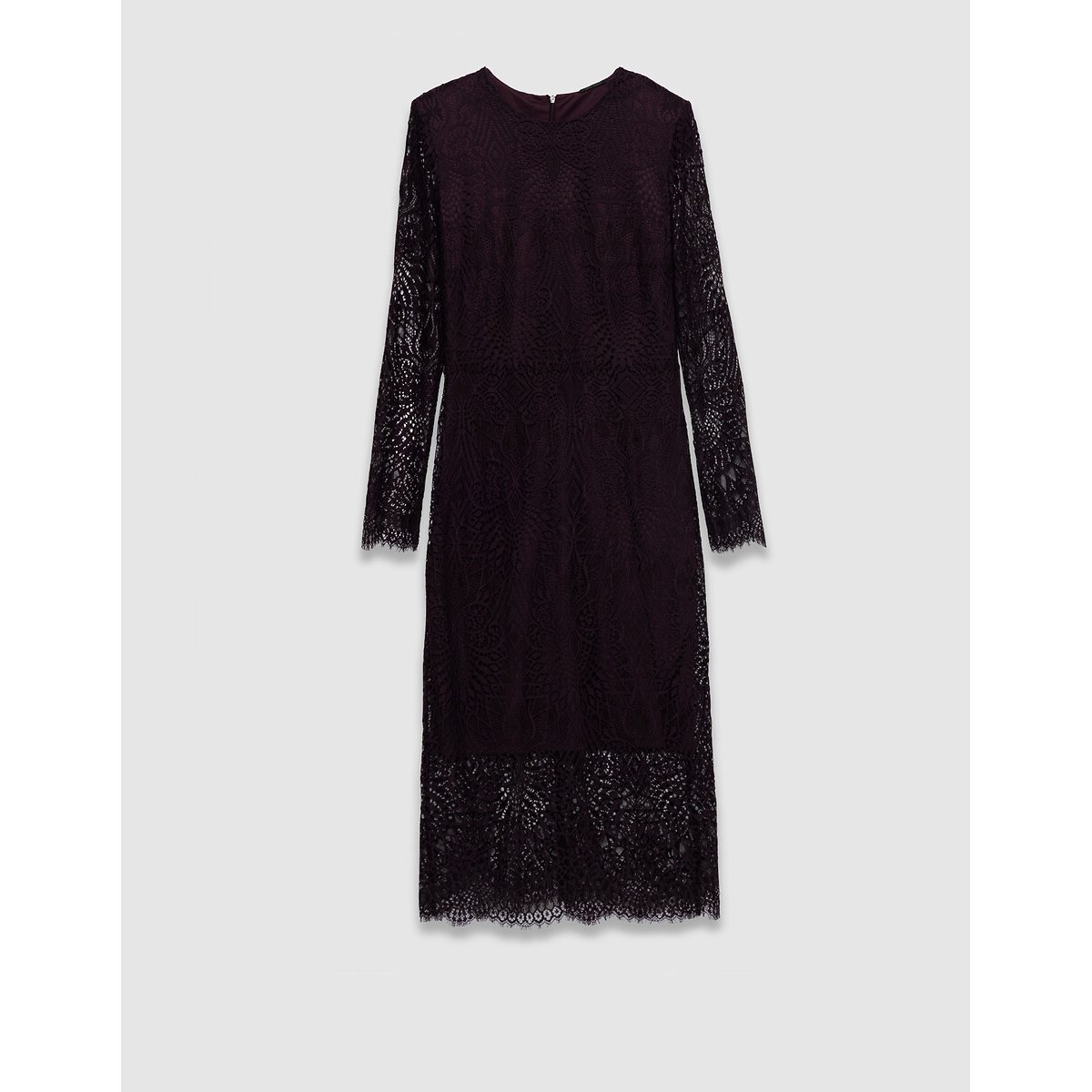 Vestido comprido de renda com gola redonda bordeaux, IKKS