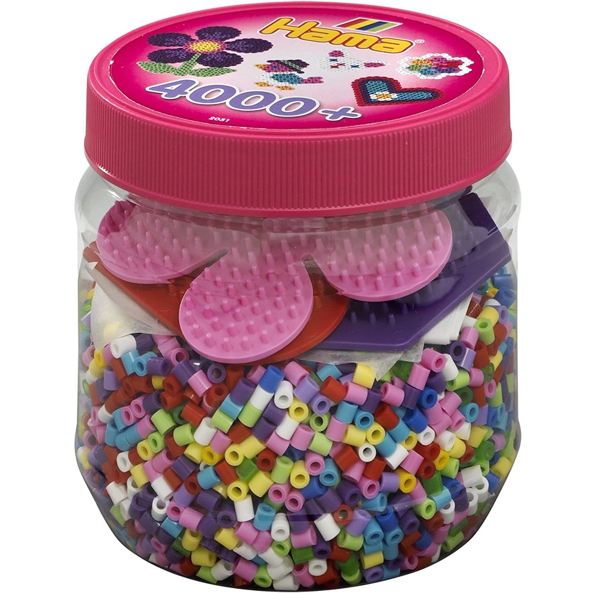 Pot rose 4000 perles plastique Midi beige, HAMA