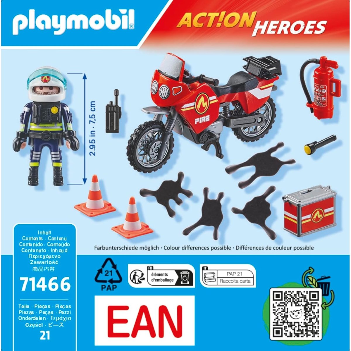 Pompier et moto Hereos pompier et moto, PLAYMOBIL