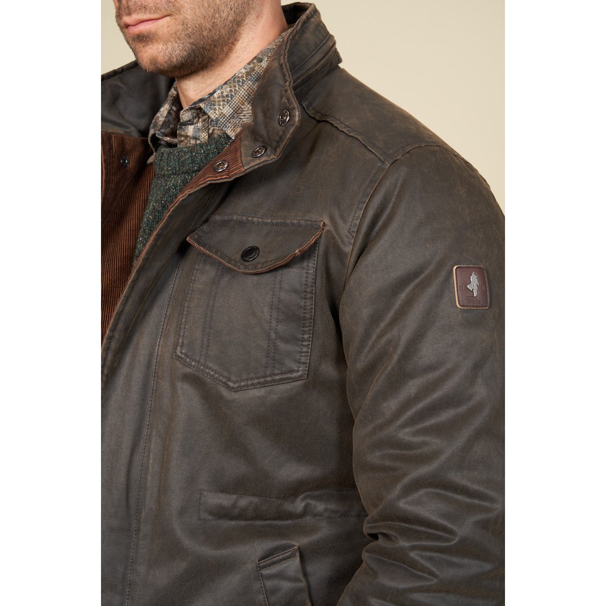 Veste parka enduite marron foncé, MCS