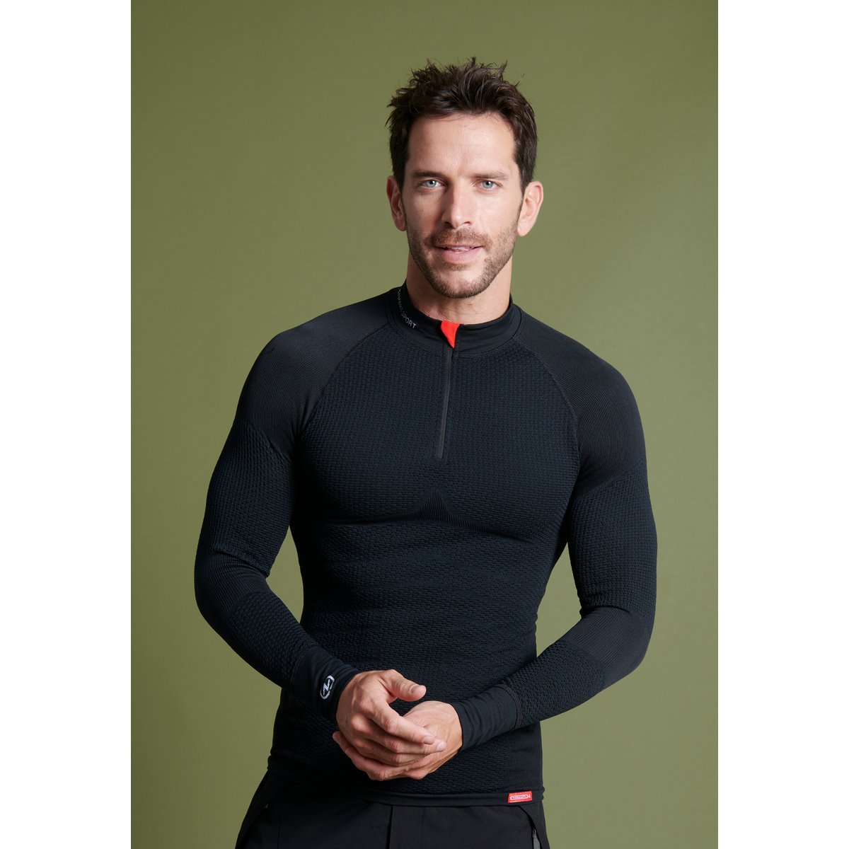 T-shirt col zippé Energy Thermolactyl 4 noir, DAMART SPORT