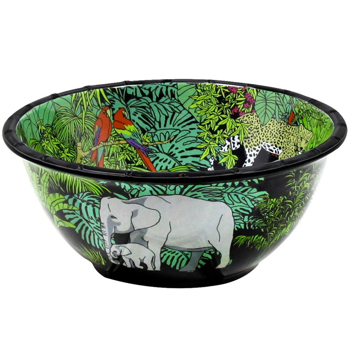 Saladier profond en mélamine Jungle 25 cm noir / vert, LES JARDINS DE LA COMTESSE