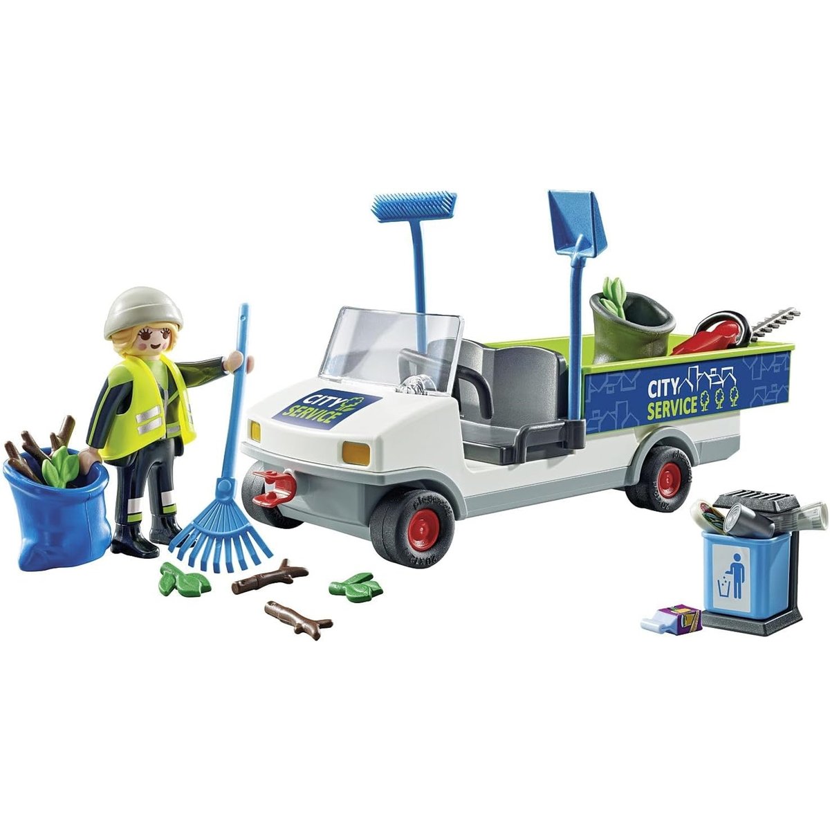 Agent d'entretien voirie avec véhicule électrique multicolore, PLAYMOBIL