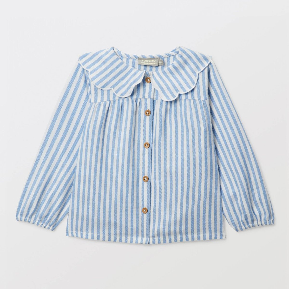 Blouse col fantaisie rayée en coton BIO GOTS tender, BOUT'CHOU