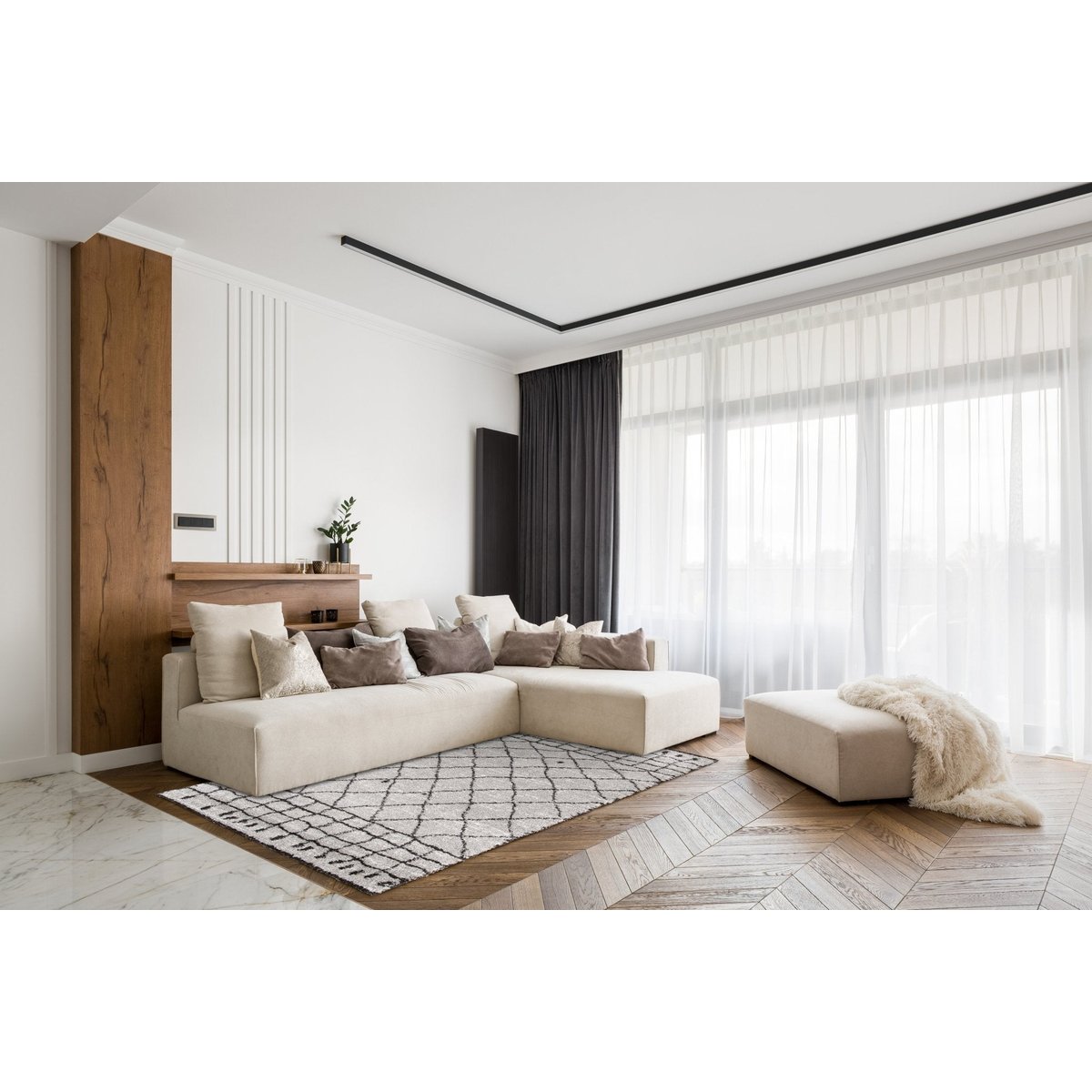 Tapis épais et confortable NEWPORT gris minéral, AFK LIVING