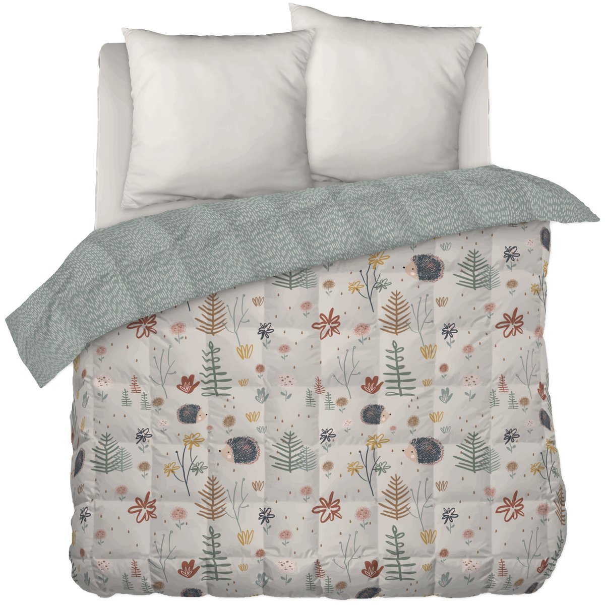 Couette coton imprimee Polisson le herisson bleu, EDEN
